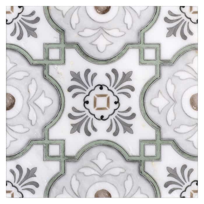 Davenport Azure field tile, alternate product view, 6"×6"×3/8" size. Premium marble for floors and walls.