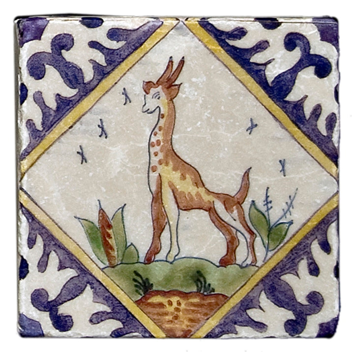 Delft Outdoor field tile, top-down product view, 4"×4"×3/8" size. Premium travertine for floors and walls.