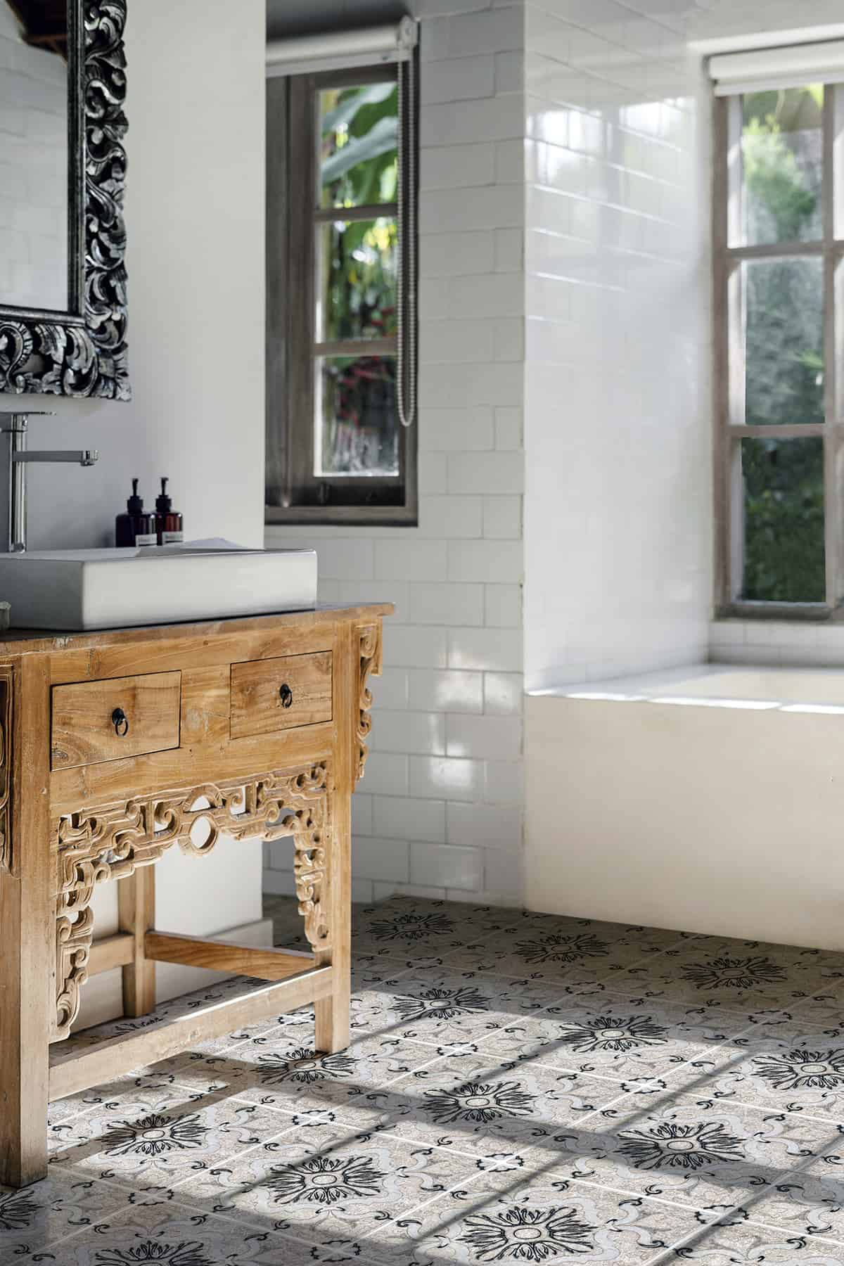 Stone Impressions Dulcet honed tile in a room setting — available at Surface Group
