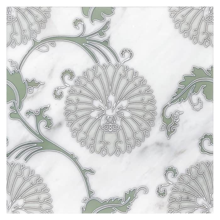 Eliana Dusty Blue field tile, alternate product view, 12"×12"×3/8" size. Premium marble for floors and walls.