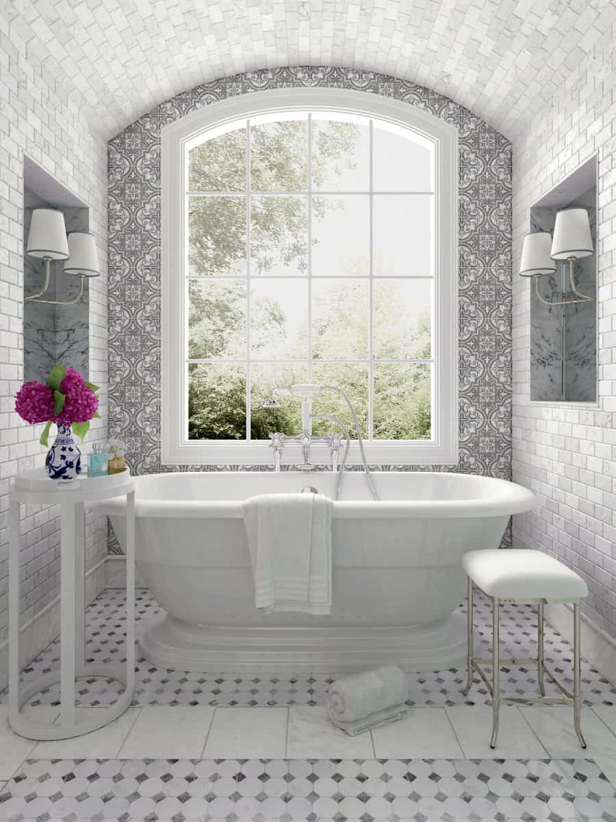Stone Impressions Ella honed tile in a room setting — available at Surface Group