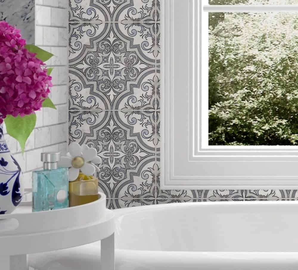 Stone Impressions Ella honed tile in a room setting — available at Surface Group