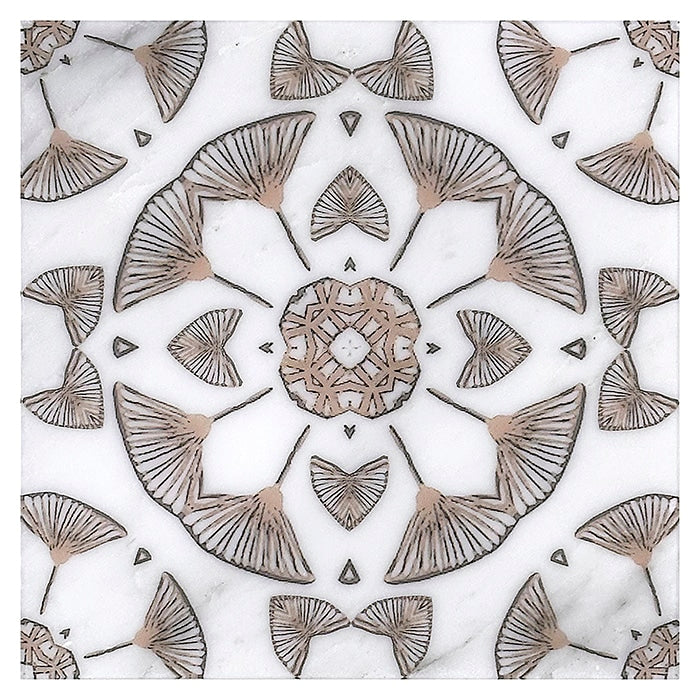 Emery Blush field tile, top-down product view, 6"×6"×3/8" size. Premium marble for floors and walls.