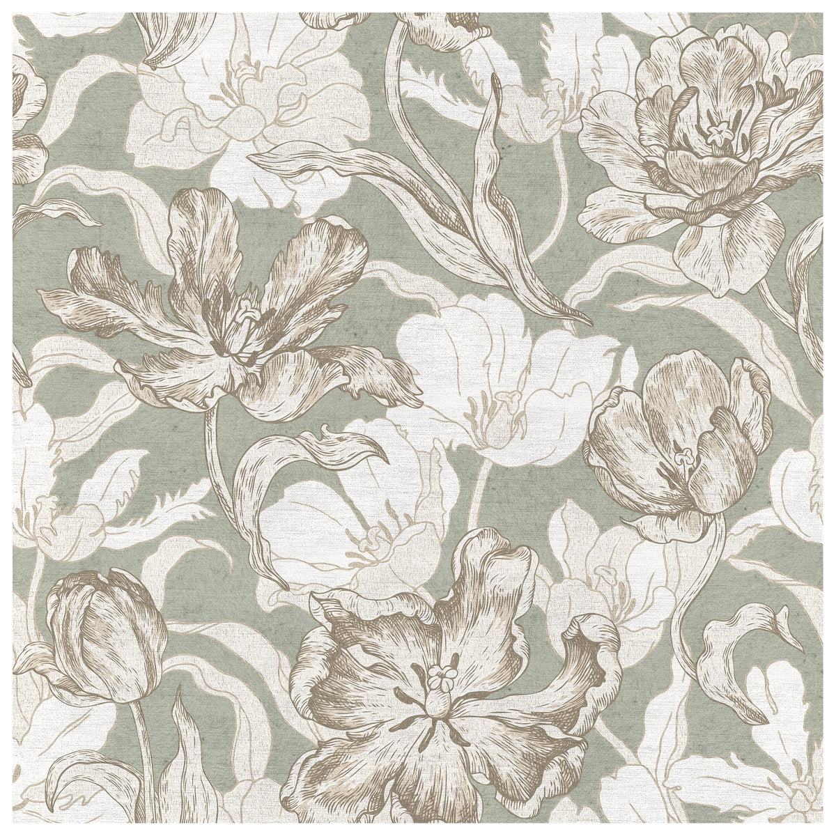 Grandiflora Sage Ink wallcovering, top-down product view