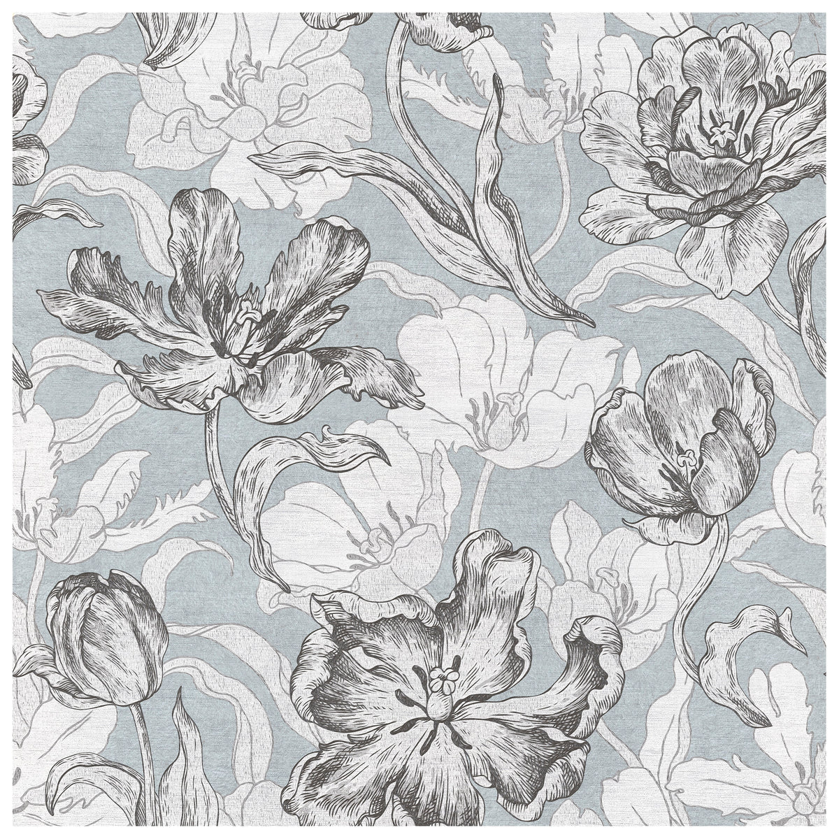 Grandiflora Steel Sky wallcovering, top-down product view