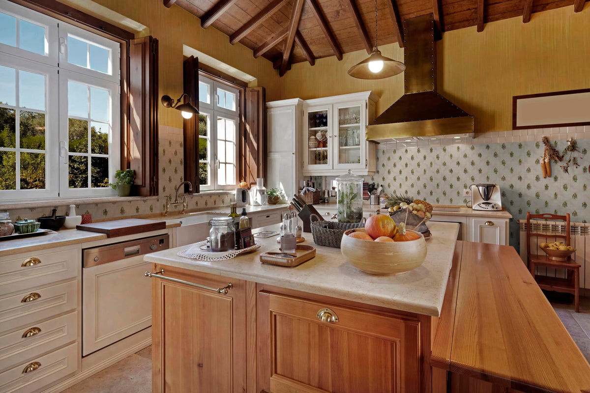 Herbs dolomite deco tile, lifestyle installation view, 3"×6"×3/8" size. Premium dolomite for floors and walls.