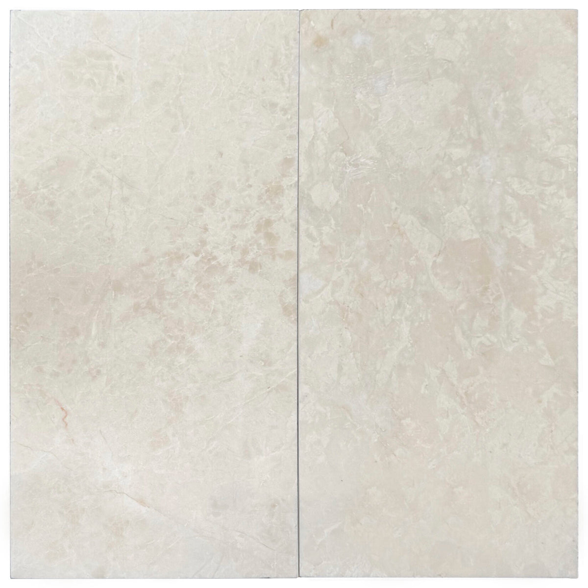 Honed Botticino field tile, top-down product view, 6"×12"×3/8" size. Premium marble for floors and walls.