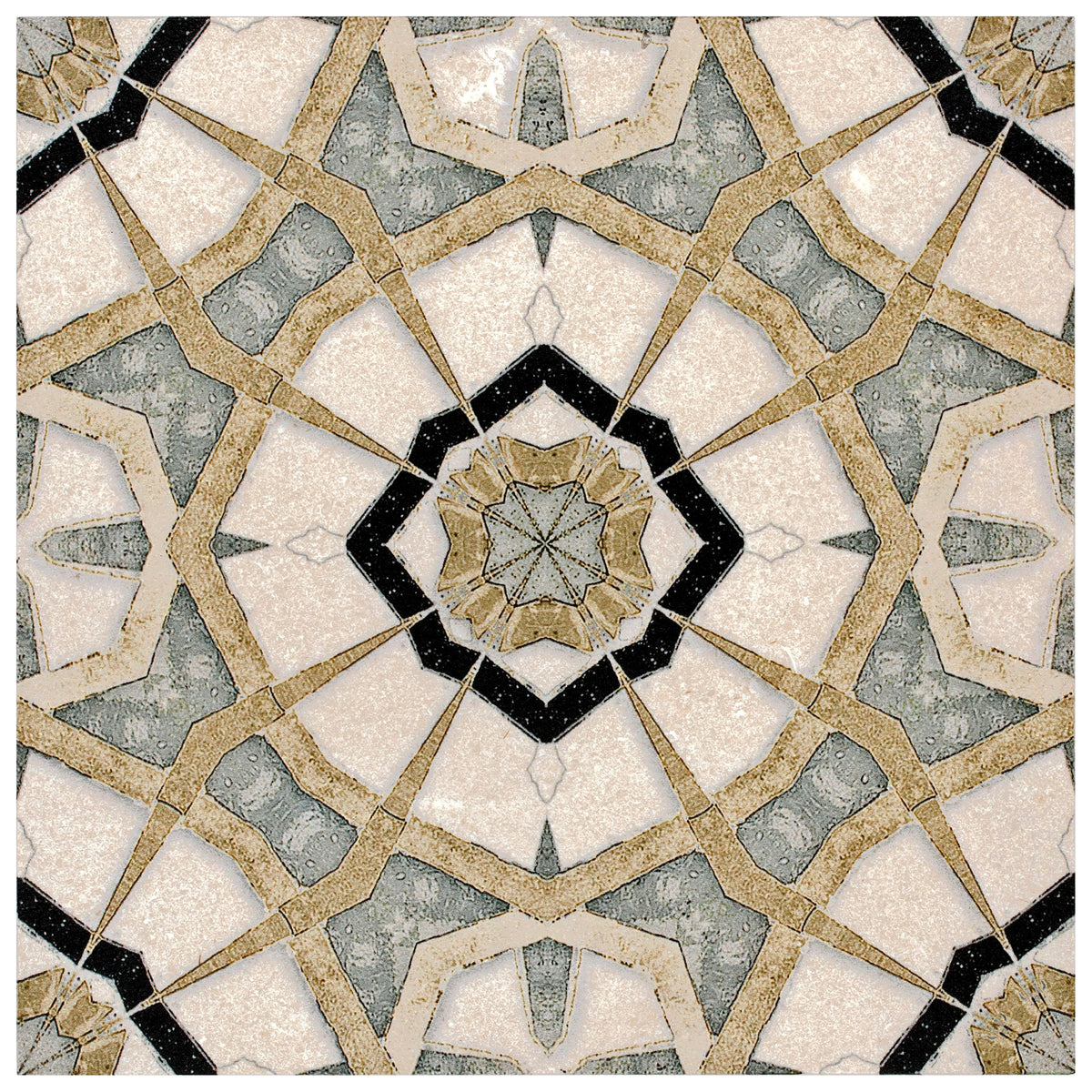 Leo Bronze field tile, top-down product view, 6"×6"×3/8" size. Premium limestone for floors and walls.