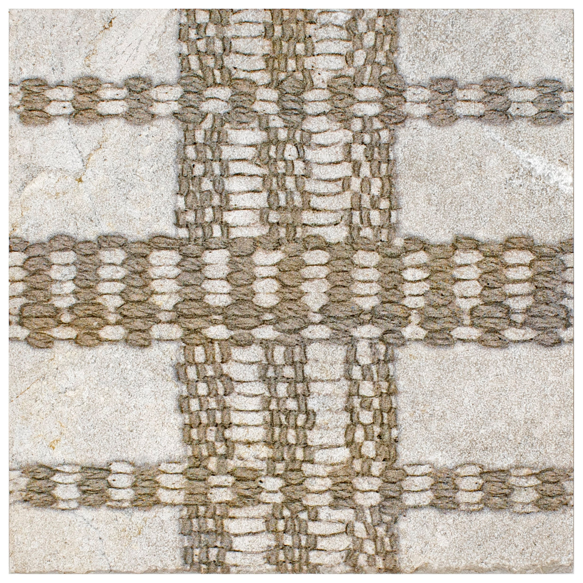 Loom Plaid Linen field tile, alternate product view, 6"×6"×3/8" size. Premium dolomite for floors and walls.