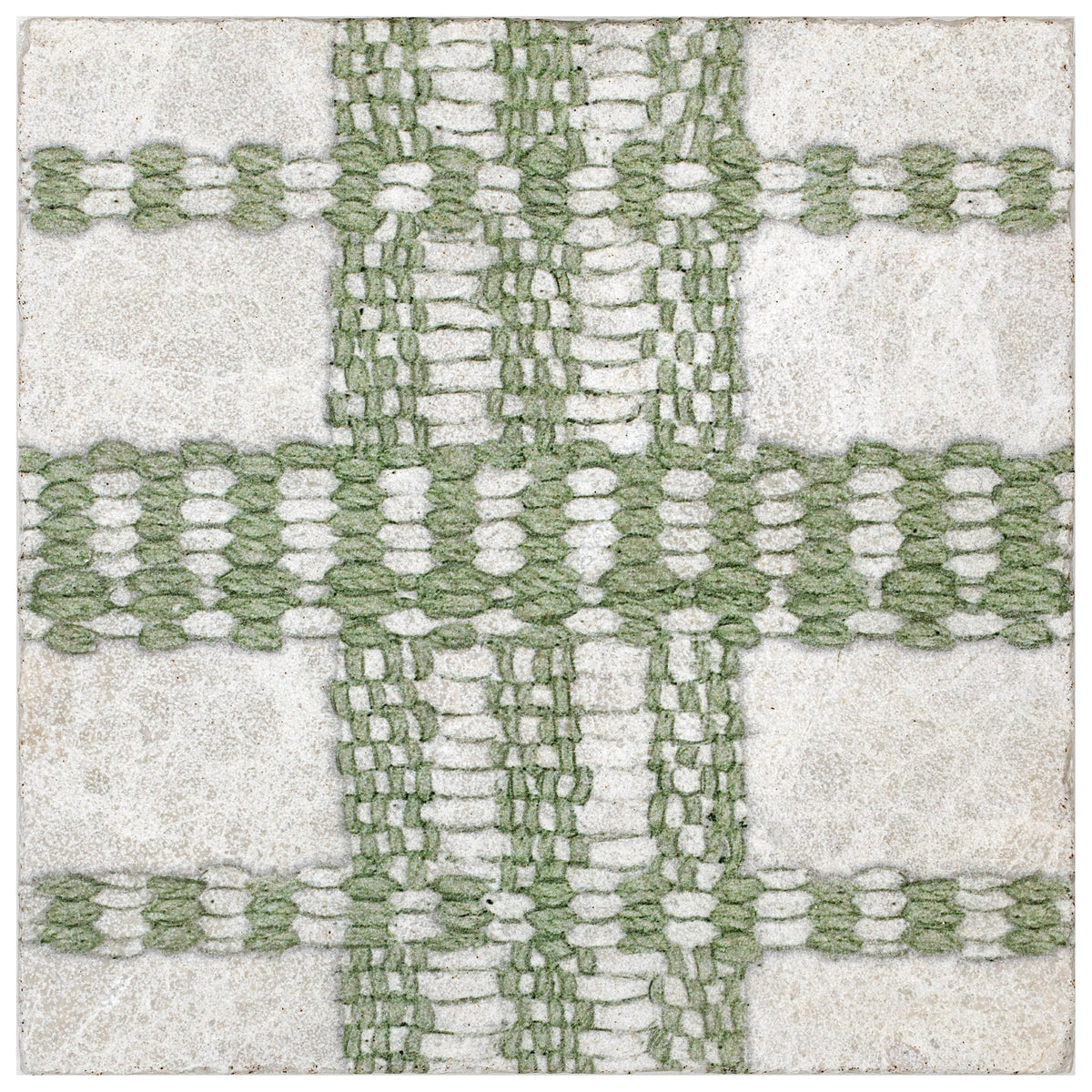 Loom Plaid Linen field tile, alternate product view, 6"×6"×3/8" size. Premium dolomite for floors and walls.