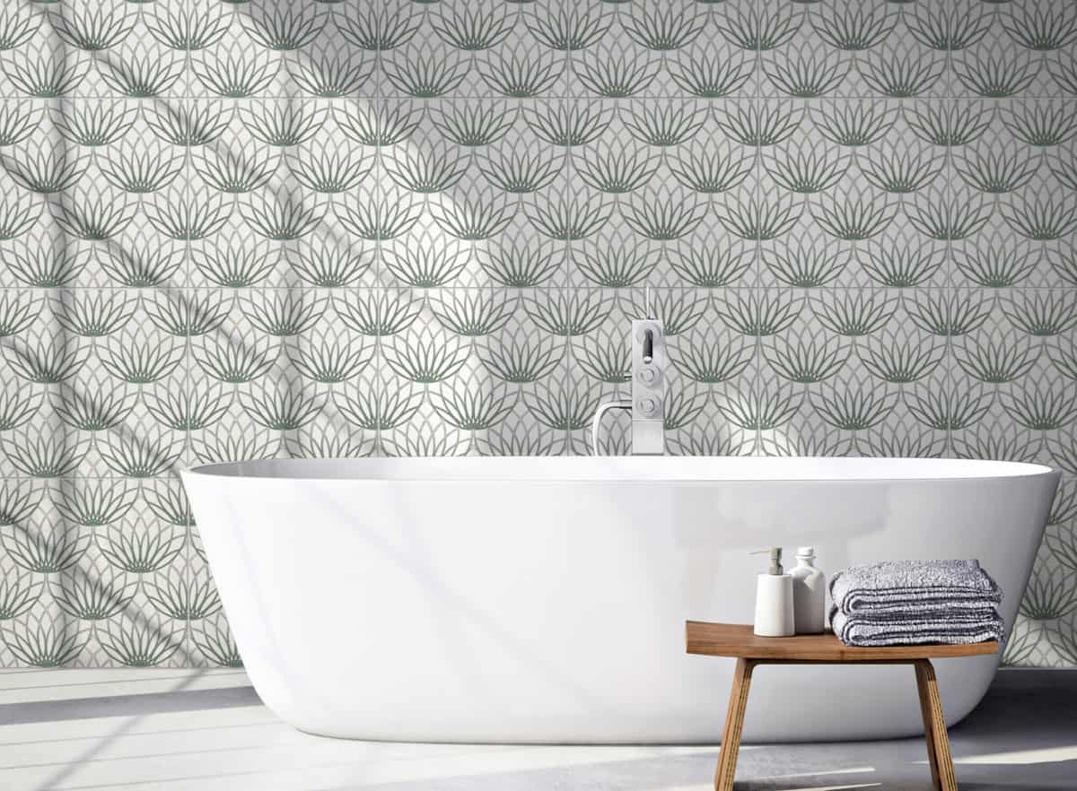 Stone Impressions Lotus tile in a room setting — available at Surface Group