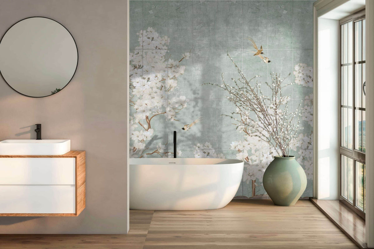 Stone Impressions Magnolia tile in a room setting — available at Surface Group