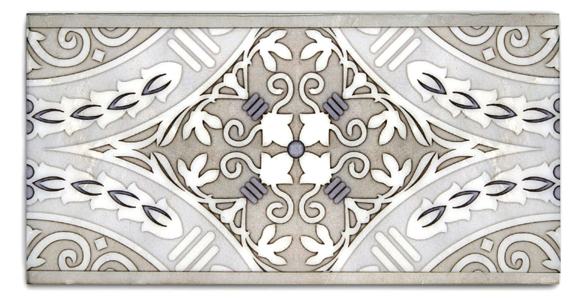 Nicolo Lilac field tile, top-down product view, 3"×6"×3/8" size. Premium travertine for floors and walls.