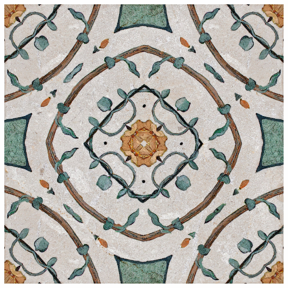 Nira Pecan field tile, alternate product view, 6"×6"×3/8" size. Premium dolomite for floors and walls.