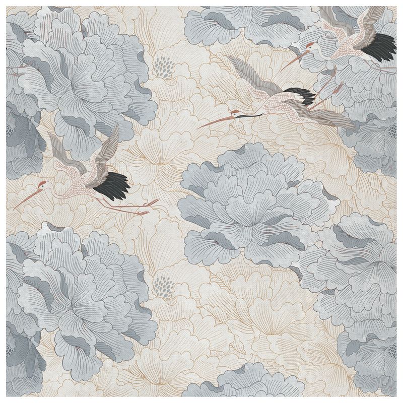 Peony Flight Moonlit Horizon wallcovering, top-down product view
