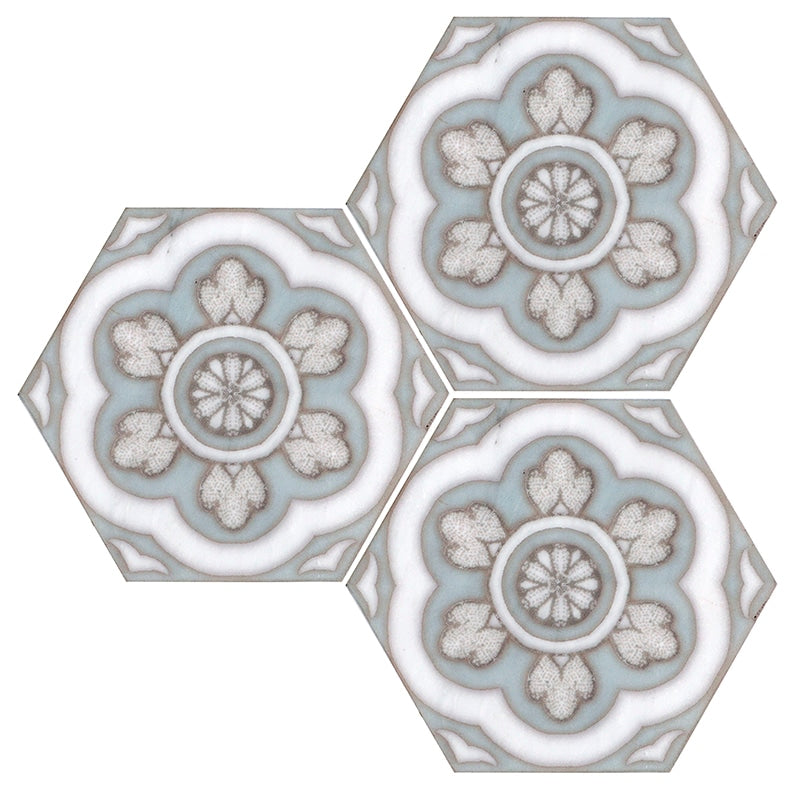 Rosette Camel field tile, product image, 6"×5 3/16"×3/8" size. Premium marble for floors and walls.