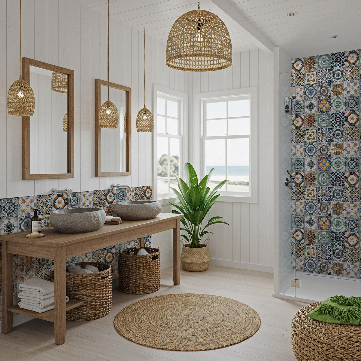 Saybrook Deco Dots mosaic, lifestyle installation view