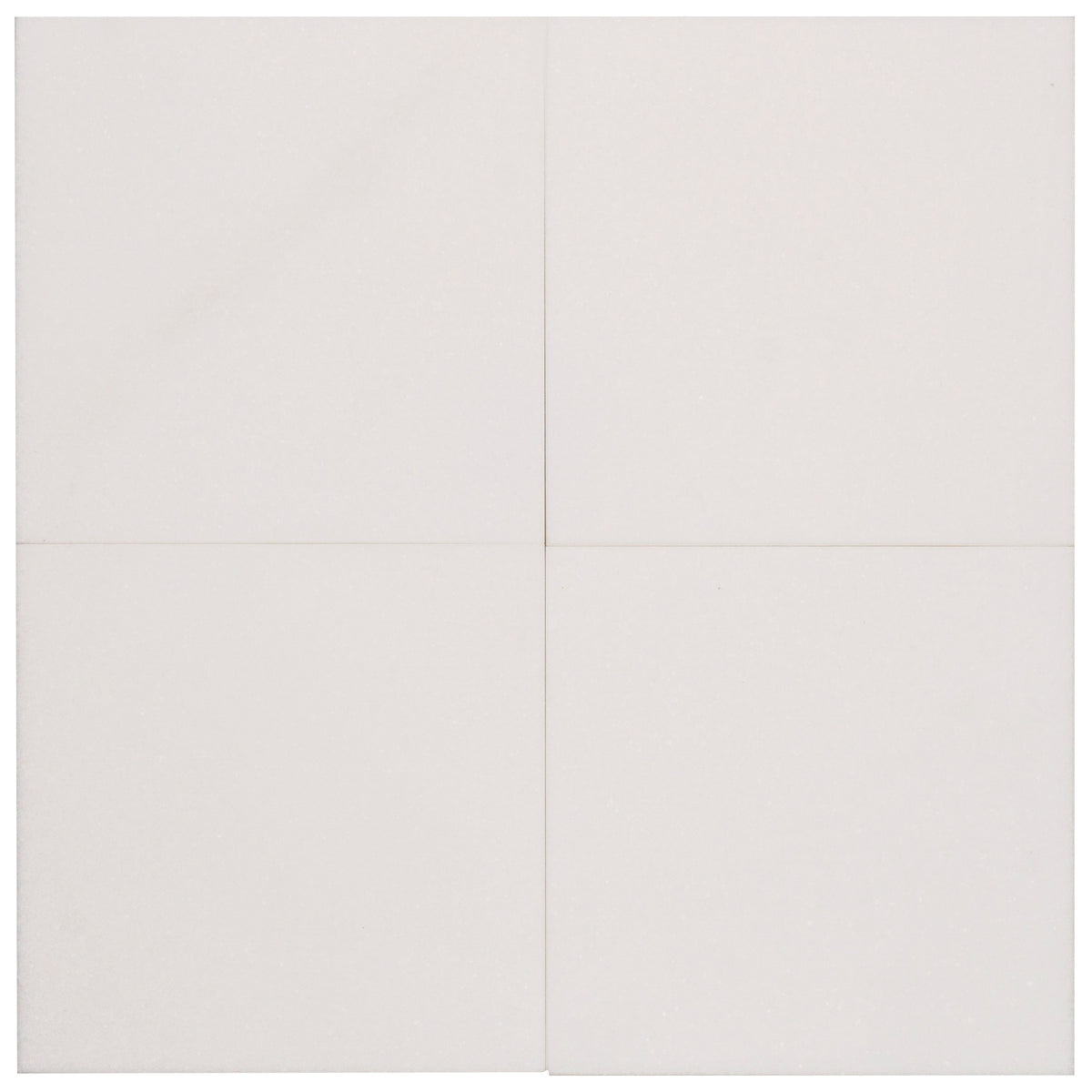 Thassos field tile, top-down product view, 12"×12"×3/8" size. Premium marble for floors and walls.