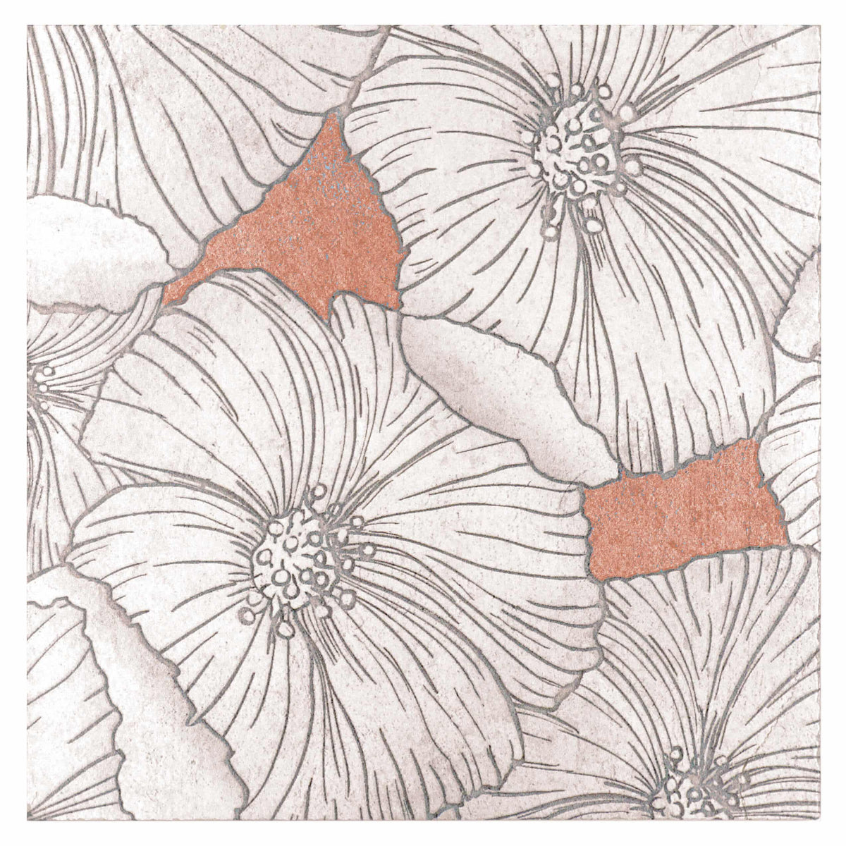 Stone Impressions Tibetan Fields Coral Bloom tile — available at Surface Group