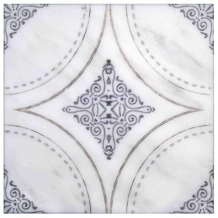 Ventana Bronze field tile, top-down product view, 6"×6"×3/8" size. Premium marble for floors and walls.