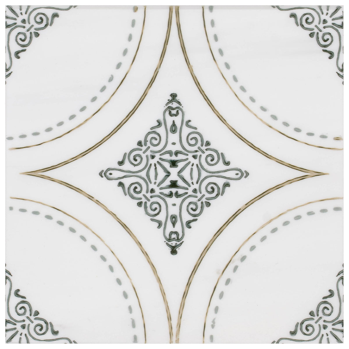 Ventana Bronze field tile, top-down product view, 6"×6"×3/8" size. Premium dolomite for floors and walls.