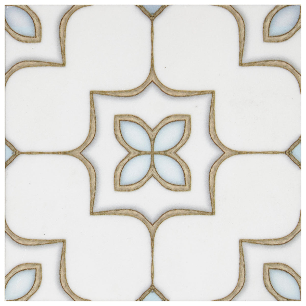 Vero Breeze field tile, top-down product view, 6"×6"×3/8" size. Premium dolomite for floors and walls.