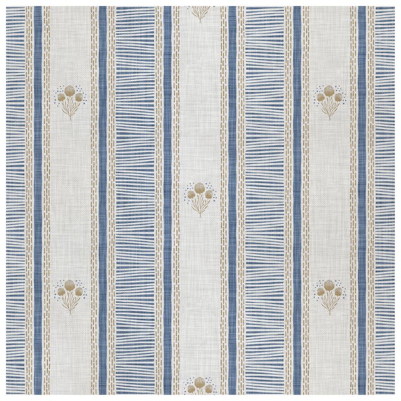 Wanderlust Floral Blue Gold wallcovering, top-down product view