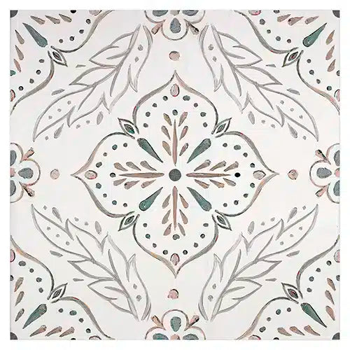 Willow Walnut field tile, top-down product view, 6"×6"×3/8" size. Premium dolomite for floors and walls.