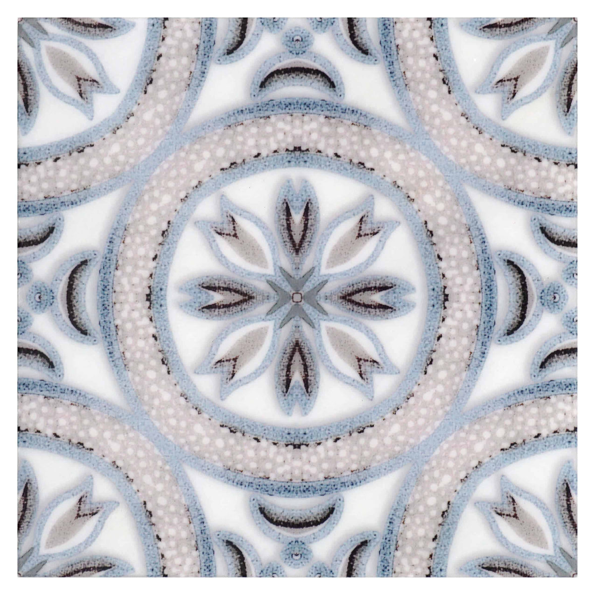 York Blue Stone field tile, top-down product view, 12"×12"×3/8" size. Premium travertine for floors and walls.