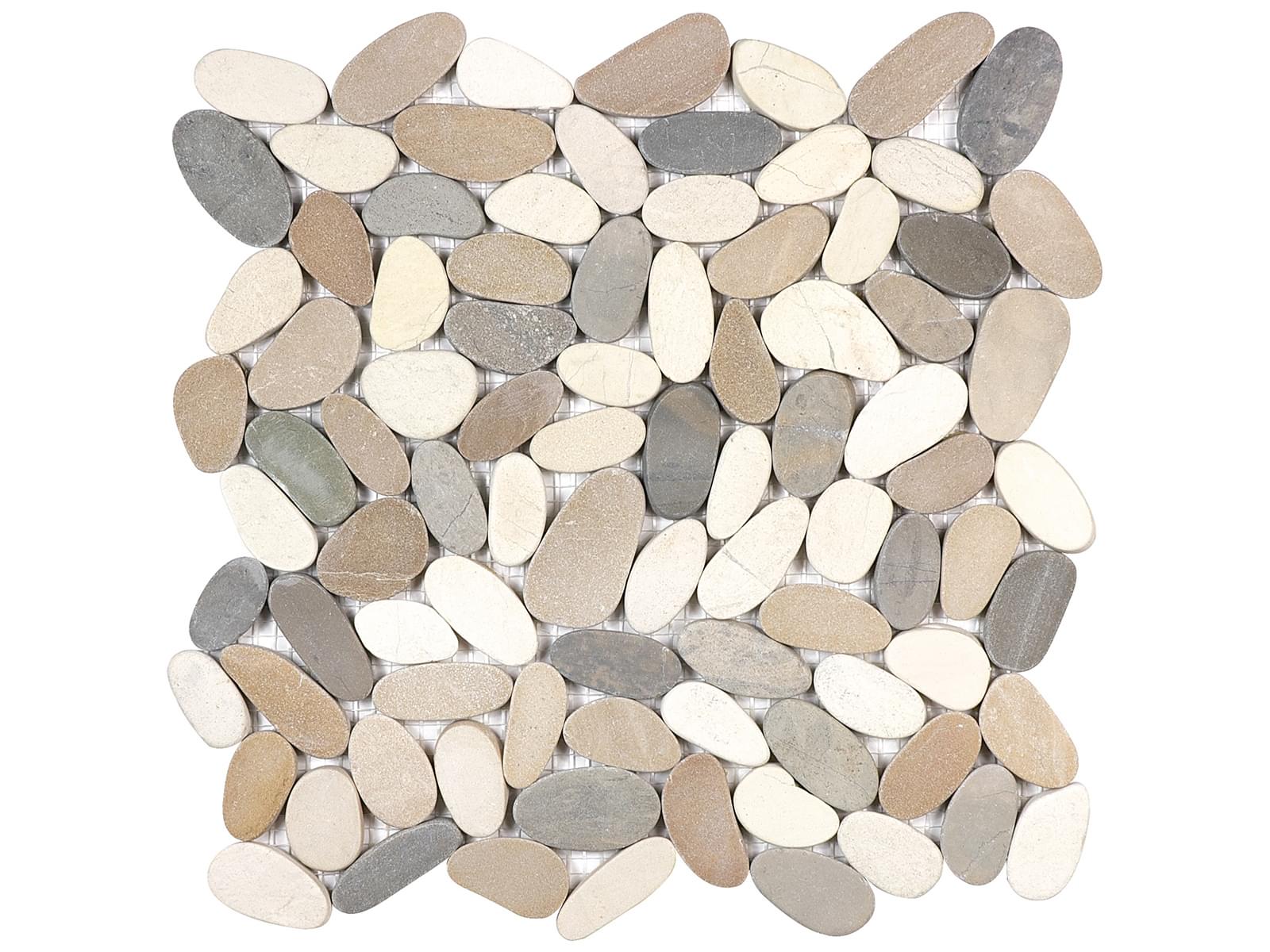 ZEN: Harmony Warm Blend Flat Pebble Pebble Mosaic (11 13/32"×11 13/32"×5/16" | Matte | Rectified)
