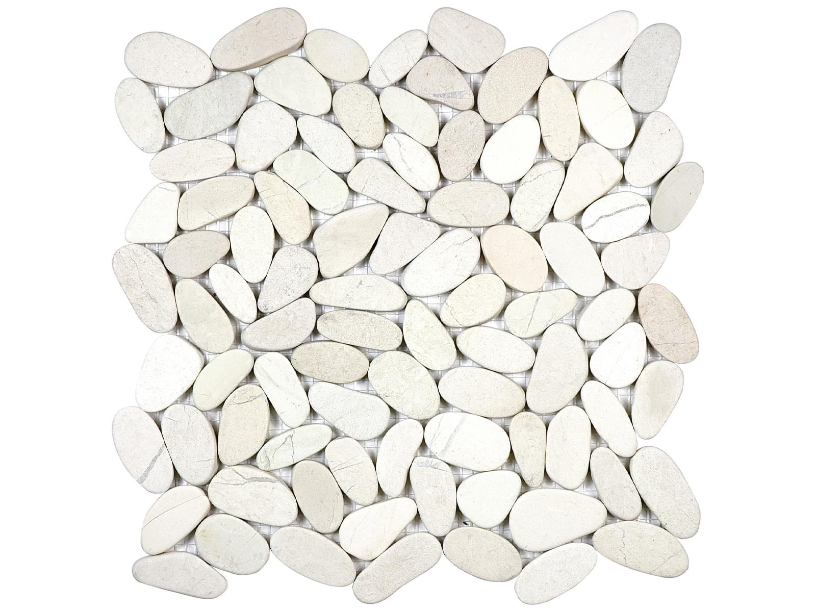 ZEN: Serenity Ivory Flat Pebble Pebble Mosaic (11 13/32"×11 13/32"×5/16" | Matte | Rectified)