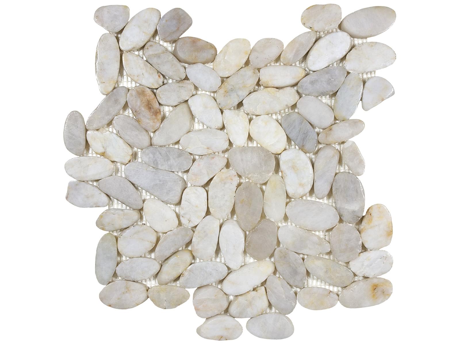 ZEN: Fiji Cream Flat Pebble Pebble Mosaic (11 13/16"×11 13/16"×3/8" | Polished | Rectified)
