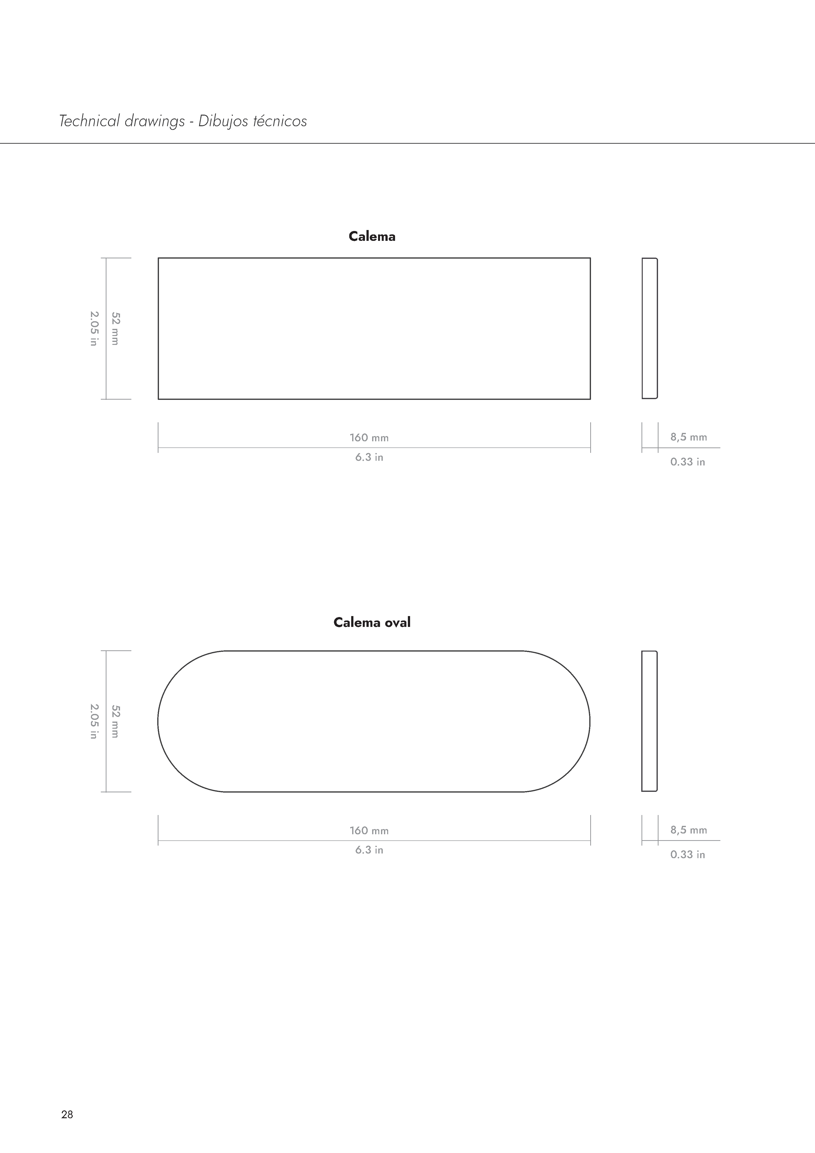 CALEMA: Tea Finishing Edge Trim Tile (0.43"x6.3" | glossy)
