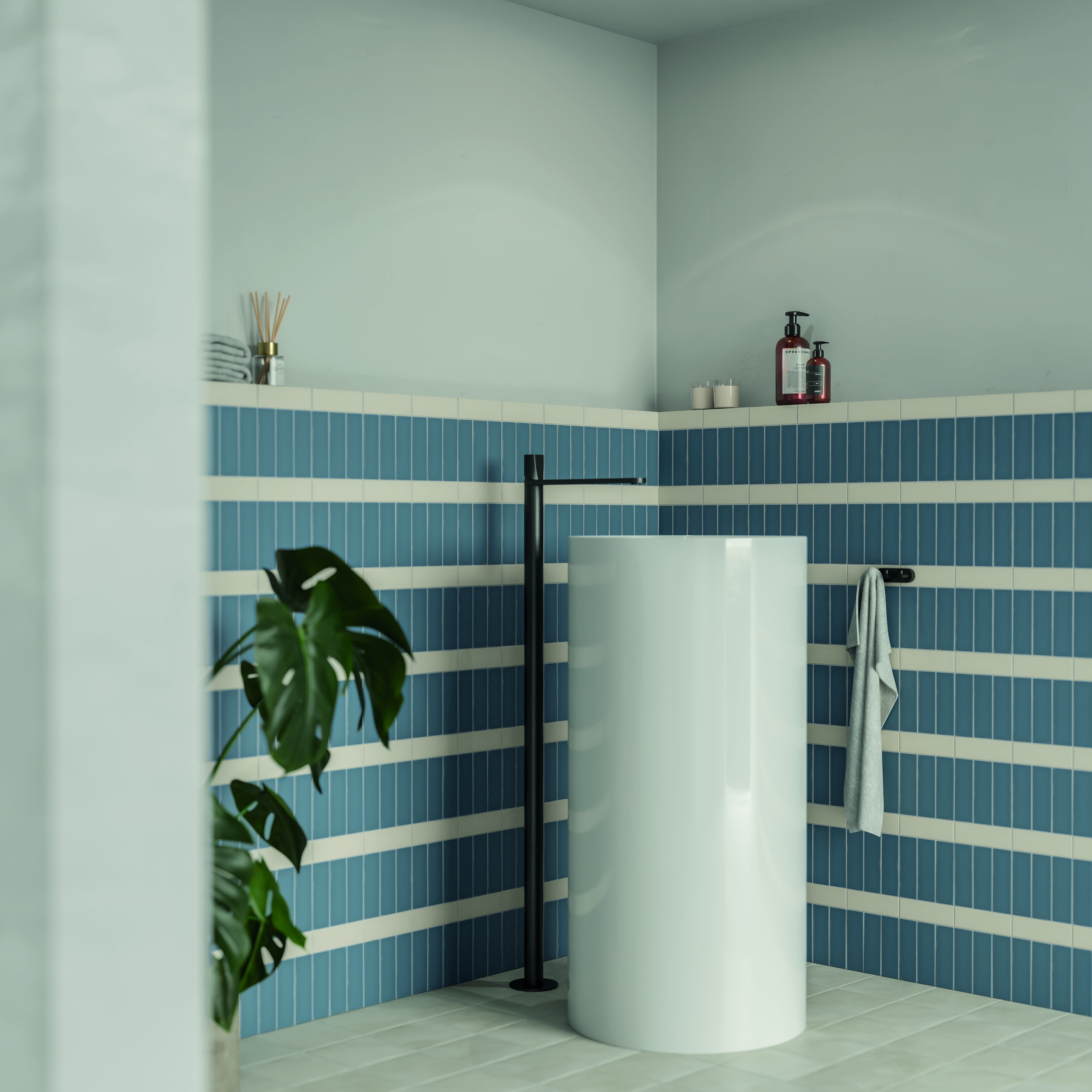 CHALK: Steel Blue Rectangle Field Tile (1.6"x5"x8-mm | matte)