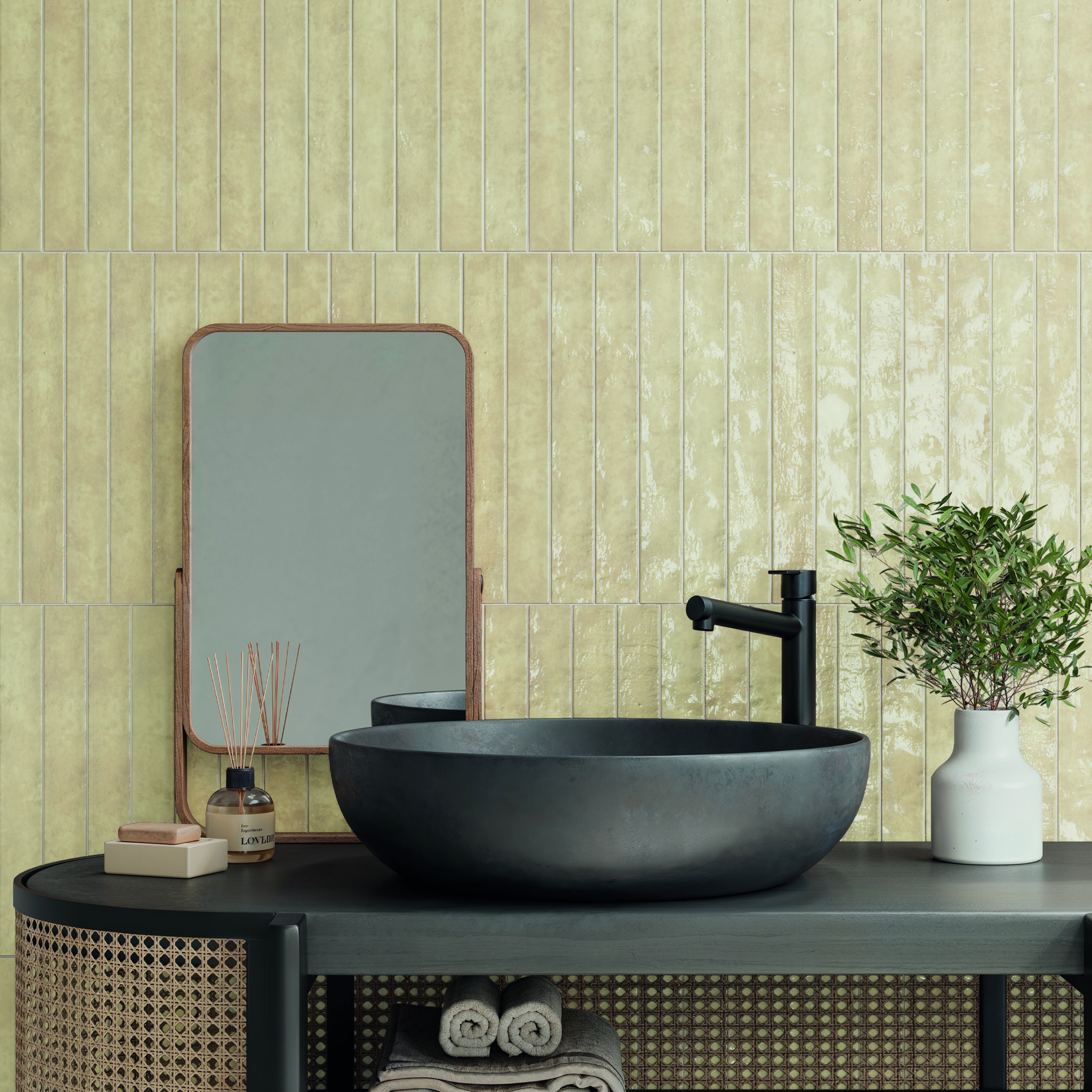 MISTRAL: Bone Rectangle Field Tile (1.5"x12.2"x8.5-mm | glossy)