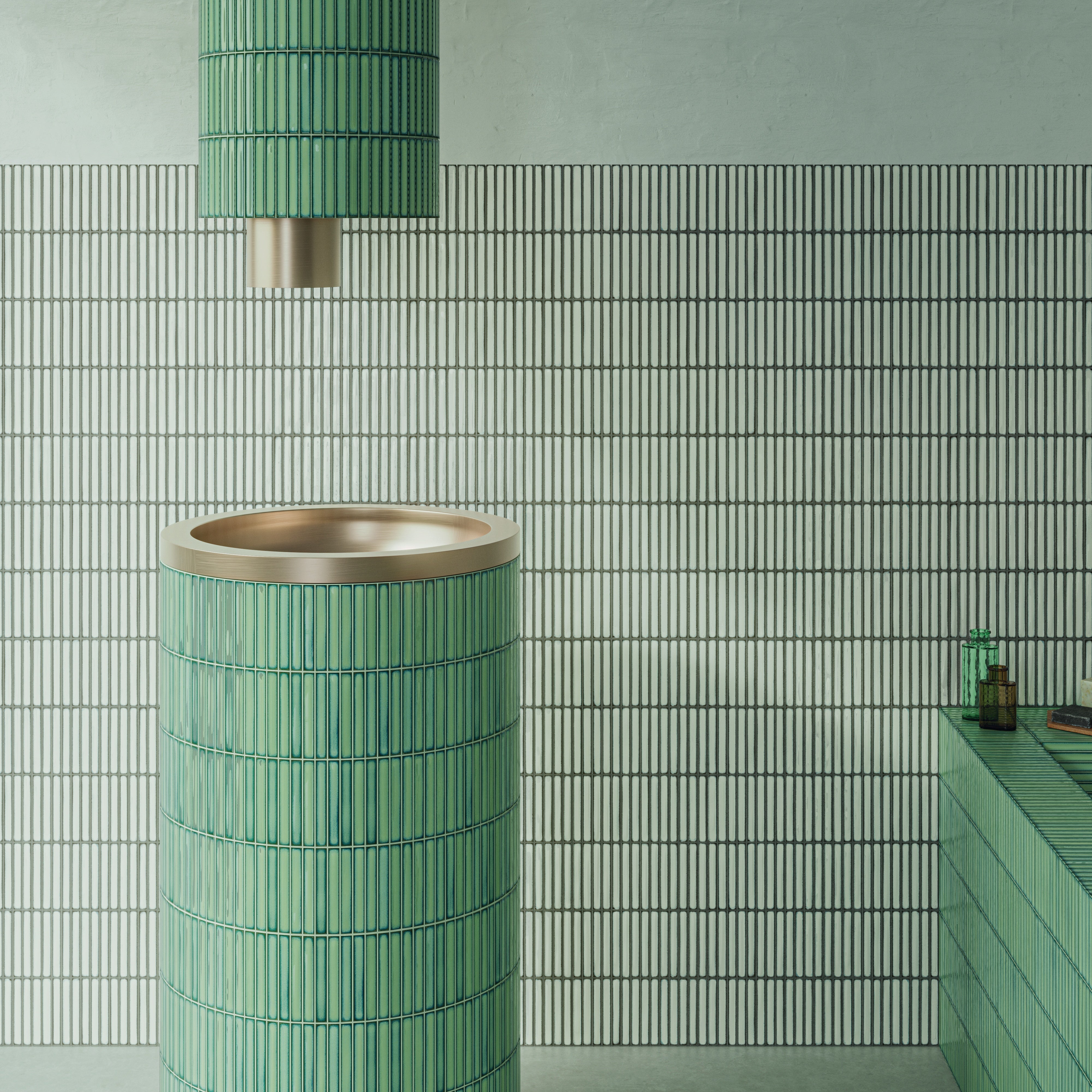 OSAKA BARS: White Straight Stack Mosaic (5"x10"x10.5-mm | glossy)