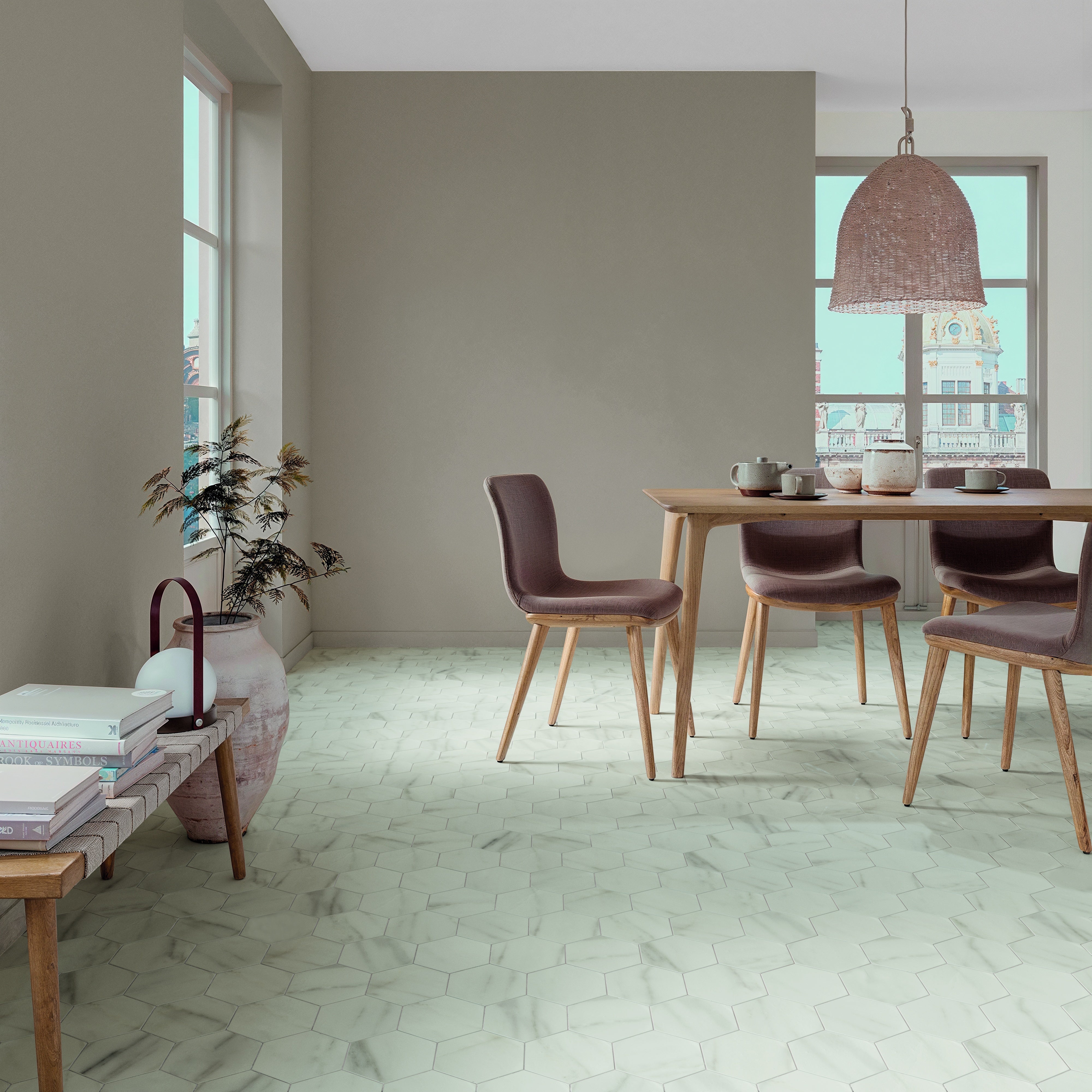 PIETRA: Calacatta Hexagon Field Tile (5.5"x6.3"x8.5-mm | matte)