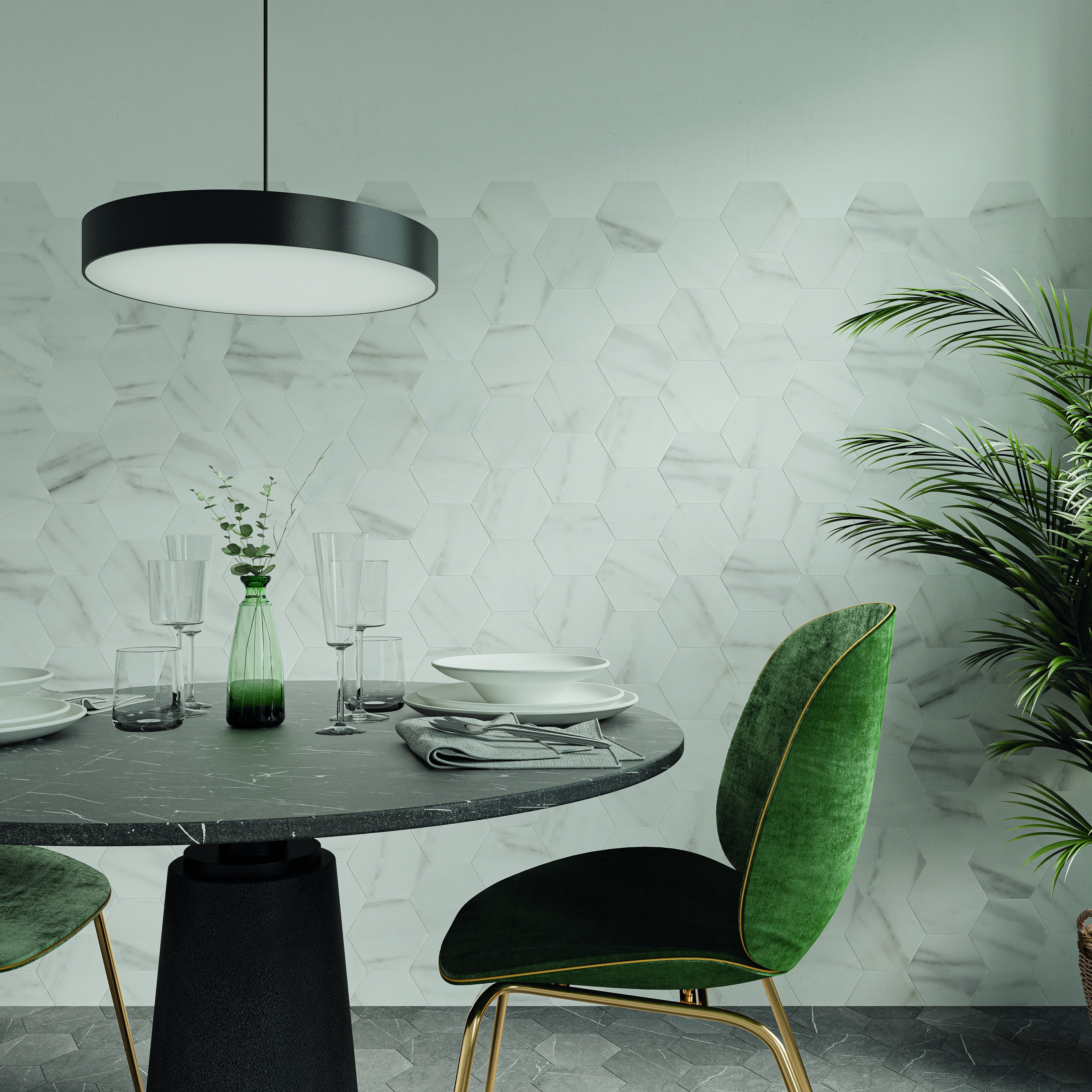 PIETRA: Calacatta Hexagon Field Tile (5.5"x6.3"x8.5-mm | matte)