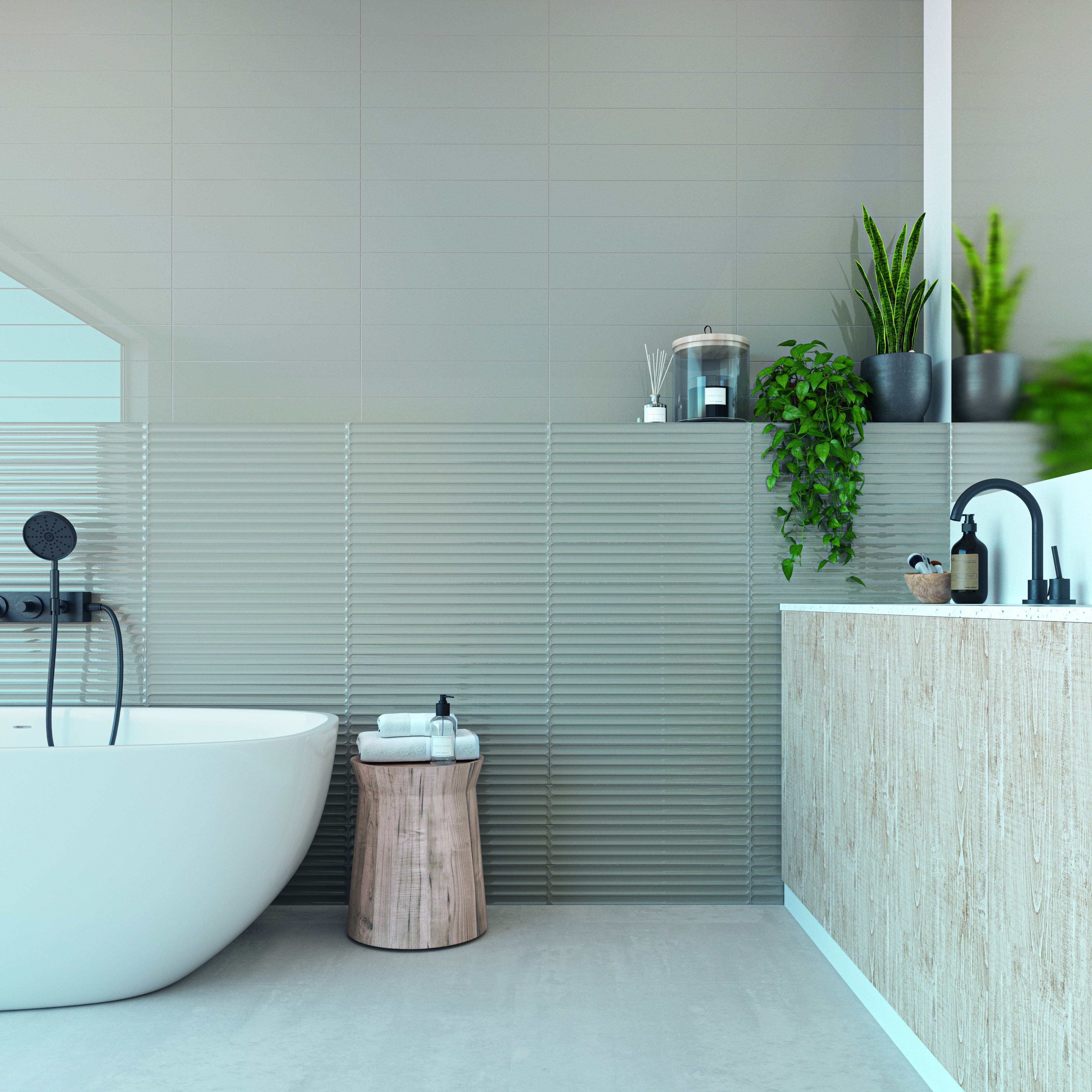 PLINTO: Grey Rectangle Field Tile (4.2"x21.3"x10-mm | glossy)