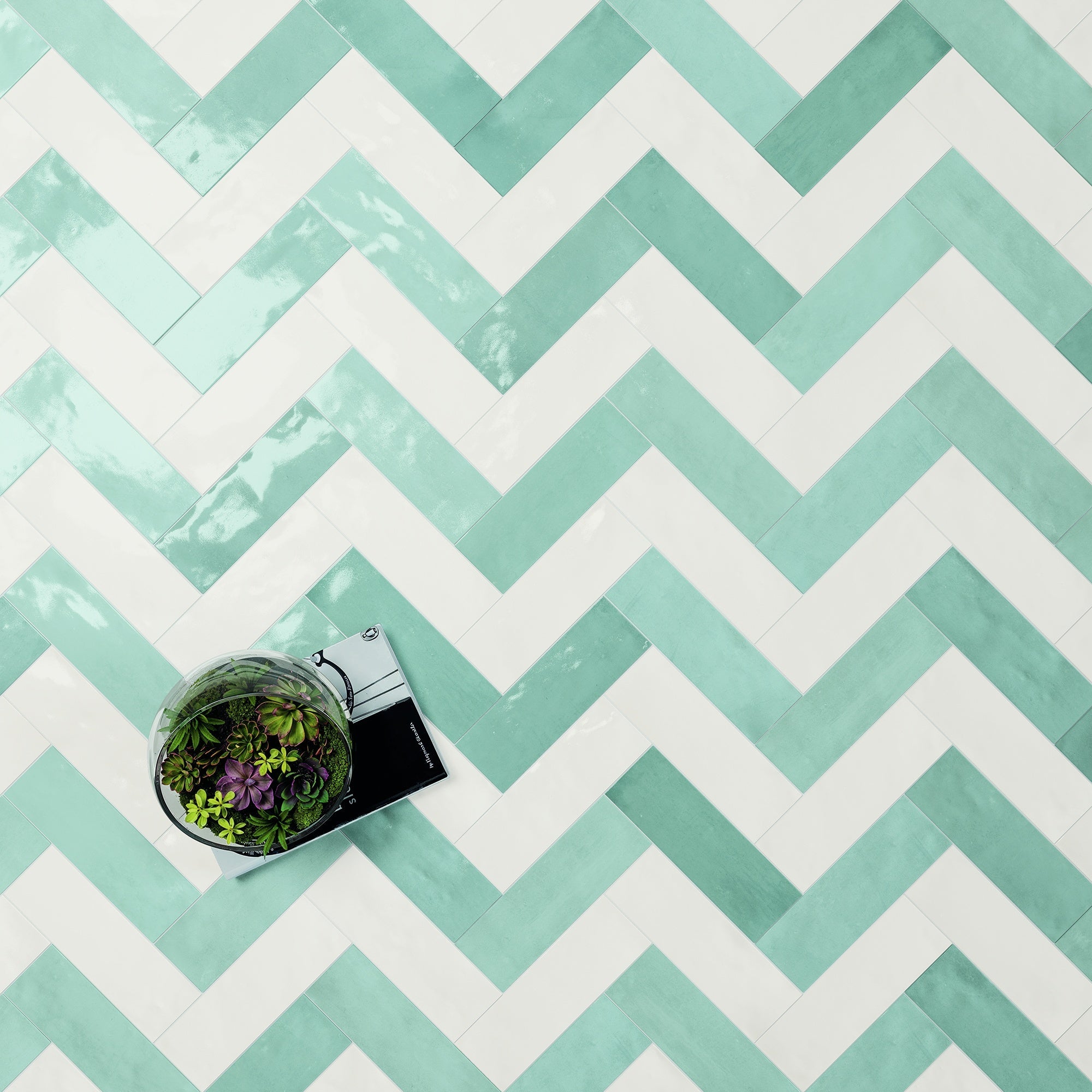 SAFI: Aqua Rectangle Field Tile (2"x6.3"x8.5-mm | glossy)