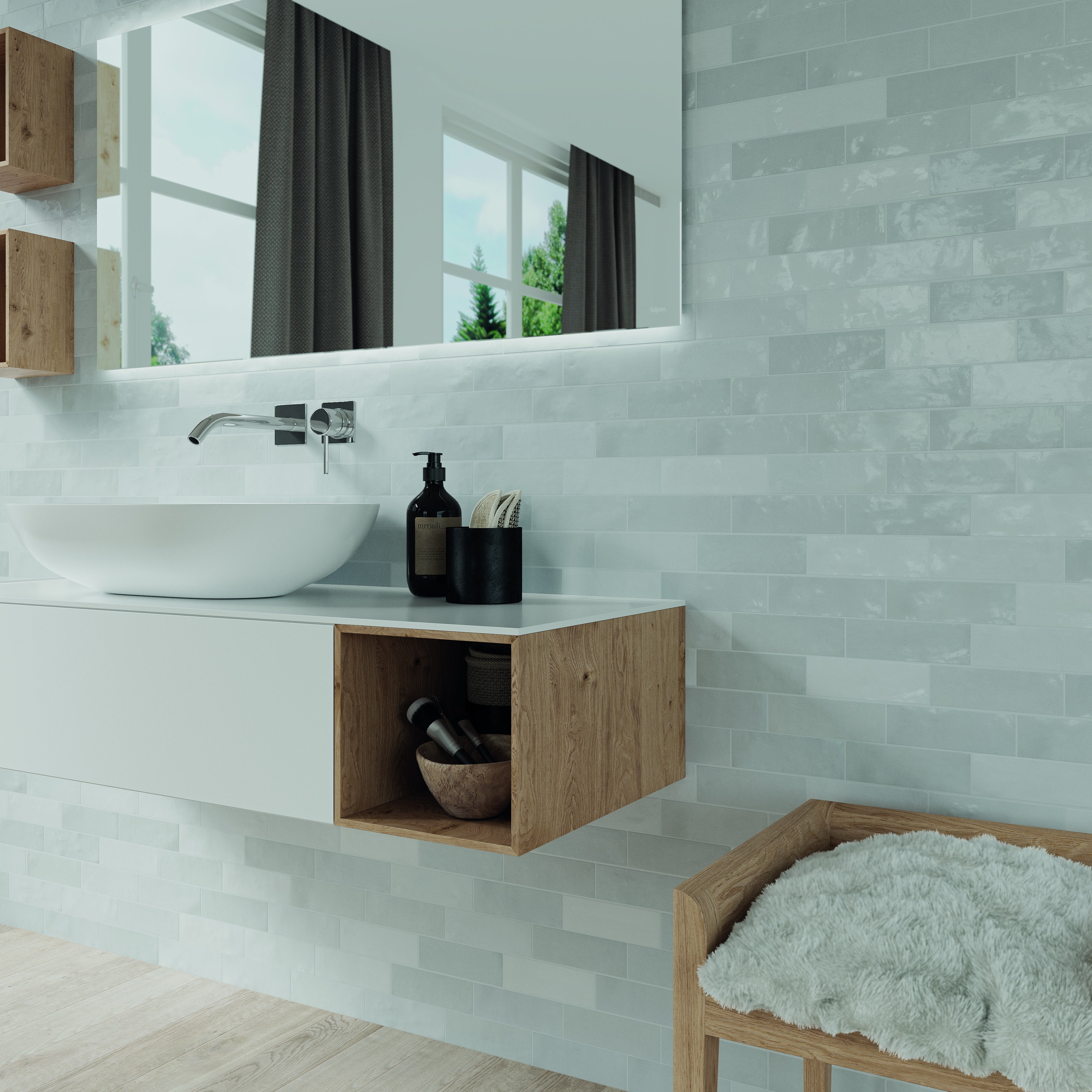 SAFI: Grey Finishing Edge Trim Tile (0.43"x6.3" | glossy)