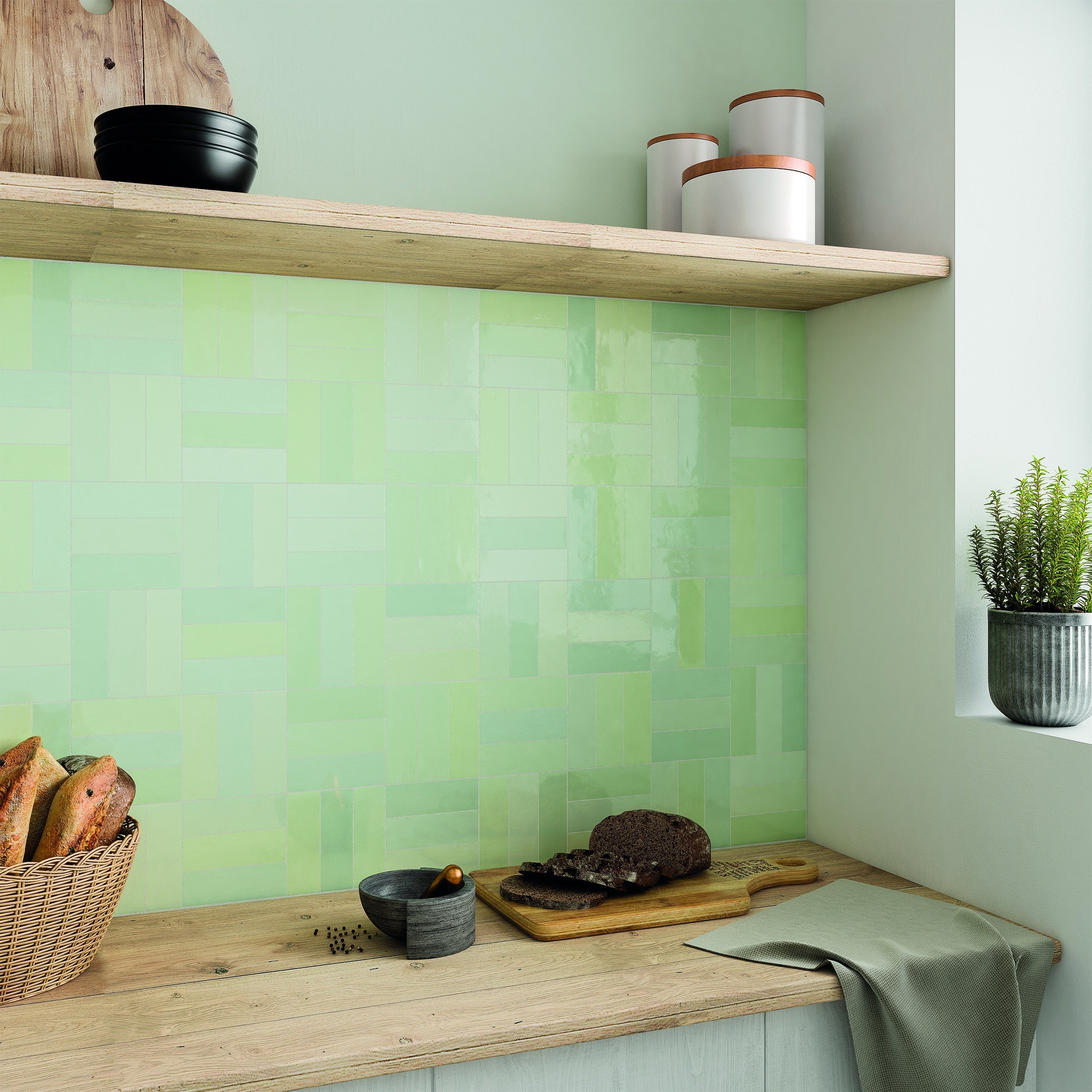 SAFI: Mint Finishing Edge Trim Tile (0.43"x6.3" | glossy)