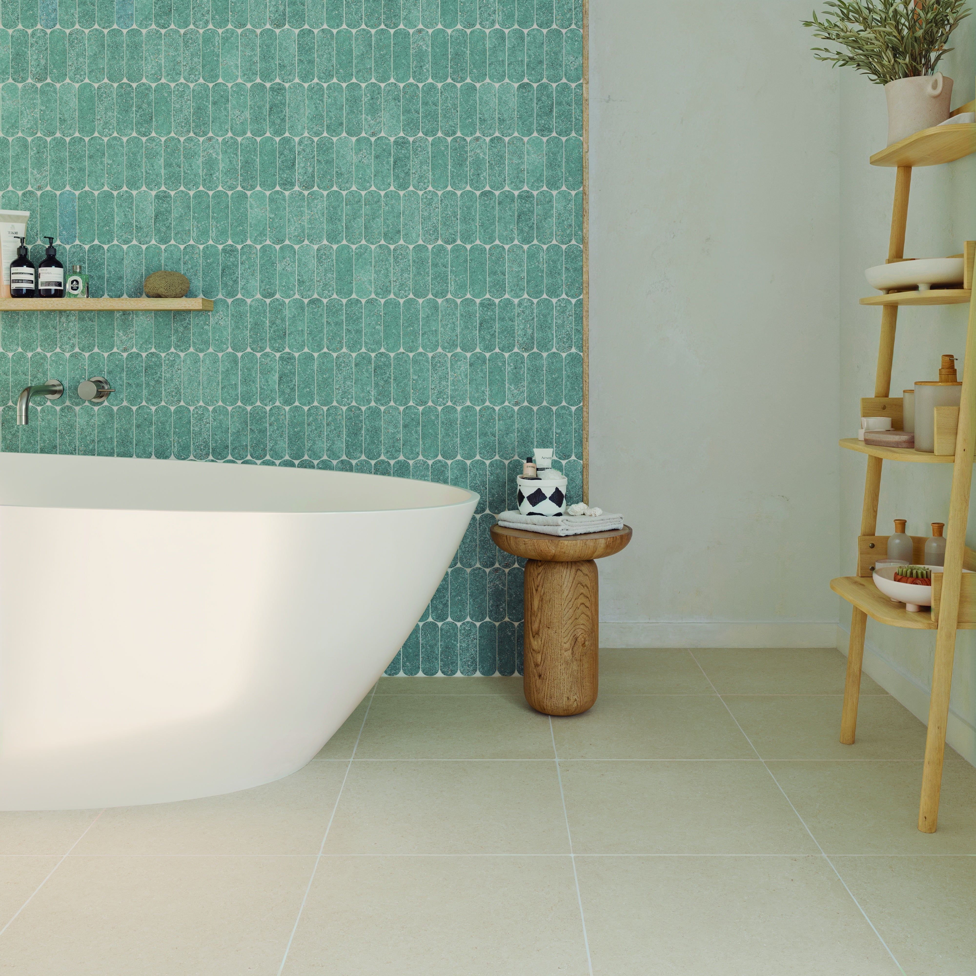 STONE DUST: Teal Om Field Tile (2"x6"x10-mm | matte)