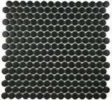 Mosaic Matte Black 1-Inch Penny Rounds Pattern (12"x12")