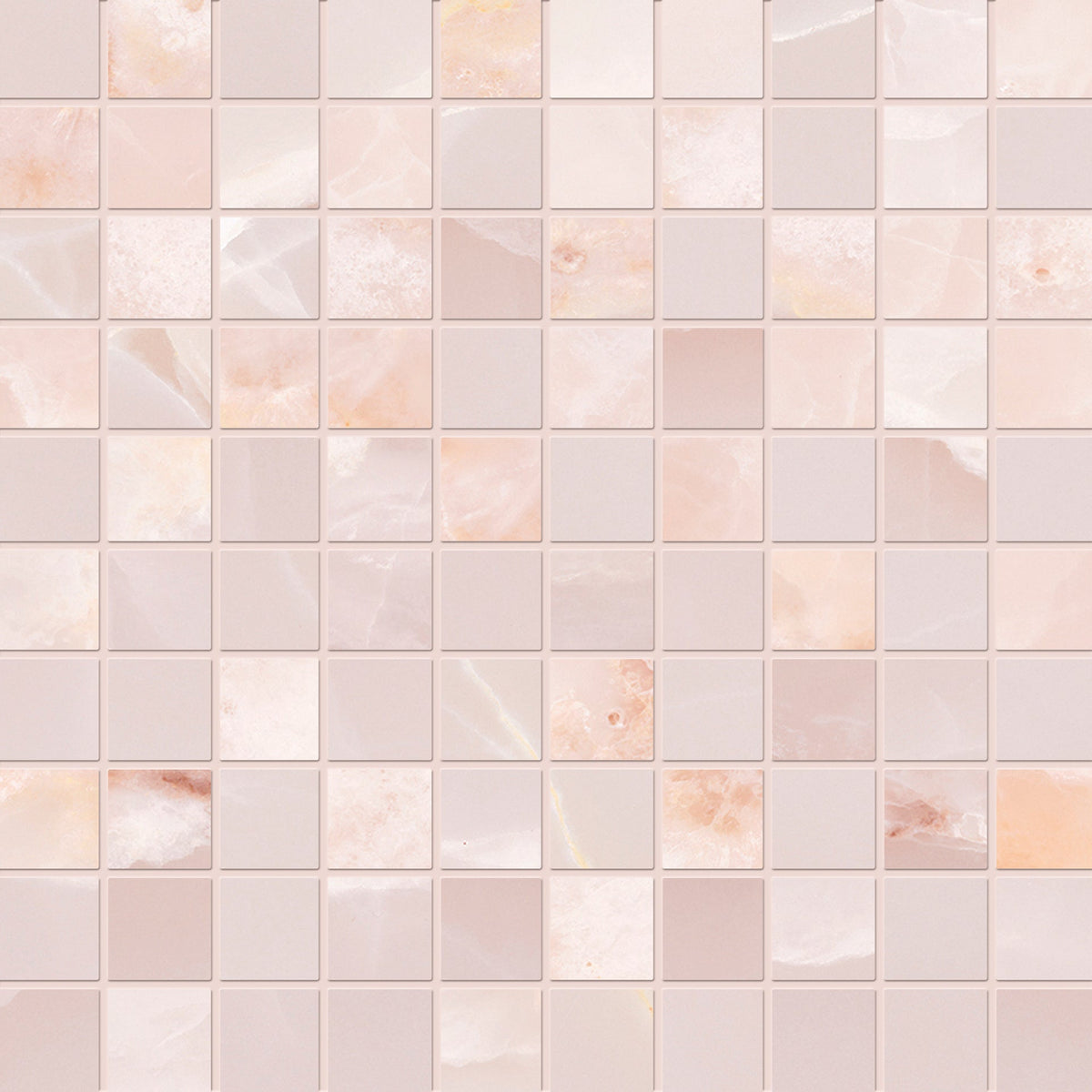 BUY ONLINE: Tele Di Marmo Onyx Pink Porcelain Mosaic, 12x12x9.5-mm, Matte Onyx Texture