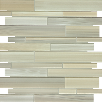 plantation random strip pattern fused glass mosaic from fusion anatolia collection distributed by surface group international glossy finish rounded edge mesh shape