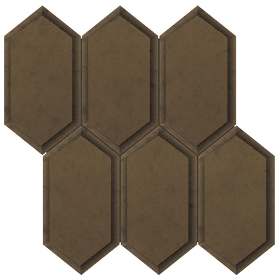 antique bronze hexagon pattern fused glass mosaic from obsidian anatolia collection distributed by surface group international glossy finish beveled edge mesh shape