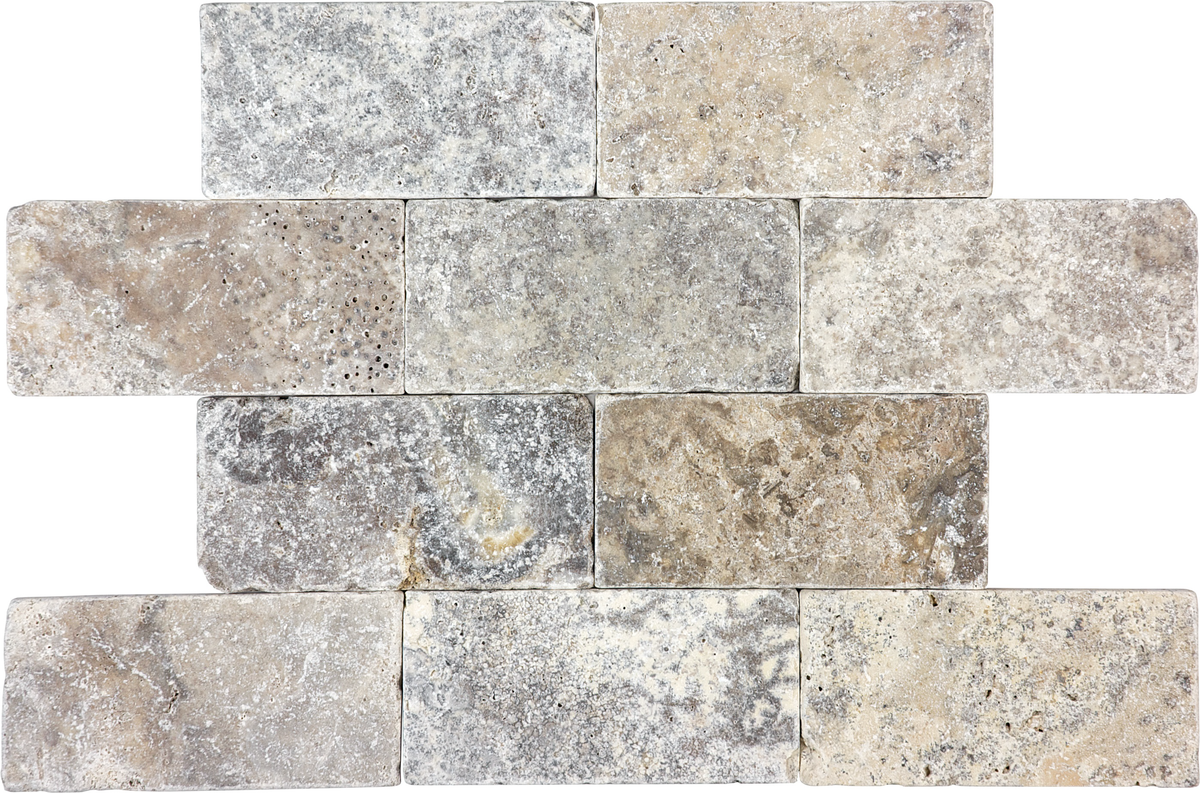 NATURAL STONE TILE: Silver-Ash|Field Tile|Tumbled|3x6|Rectangle ...