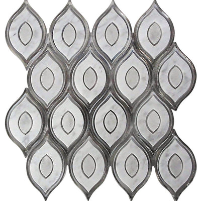 Waterjet Peacock Colored Glass Mosaic – Marble collection